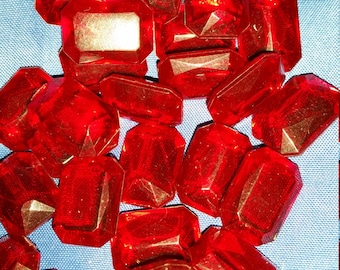 FALL SALE!! Ruby Red Faux Gemstone Lucite Cabochon