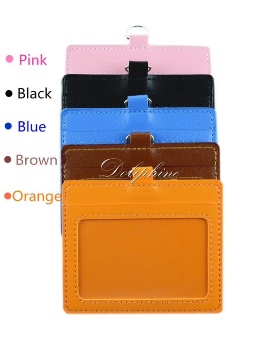 Horizontal PU Leather ID Badge Holder 4 layers with 1 ID