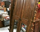 Antique Door Set Indian Mirror Carved Teak Wood Doors with Frame and Lock Reclaimed Architectural