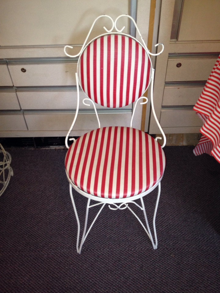 Set of 2 1950's Ice Cream Parlor Chairs Red & White
