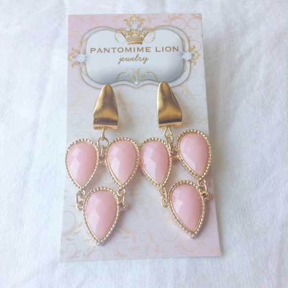 Pink Chandelier Earrings By Pantomimelionjewelry On Etsy