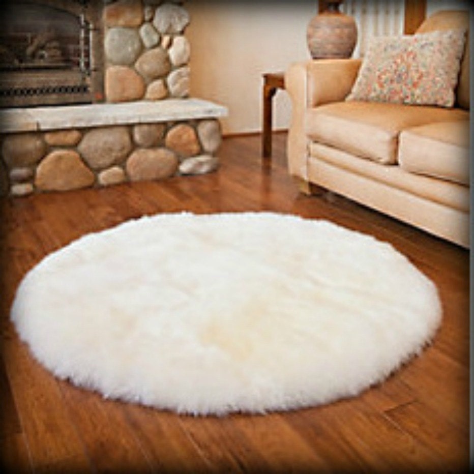 Round Rug Faux Fur Shag Sheepskin Flokati / Shaggy Fake