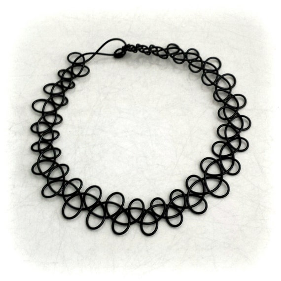 Tattoo Choker. Black Henna Neck Stretchy Band Single 0.8mm