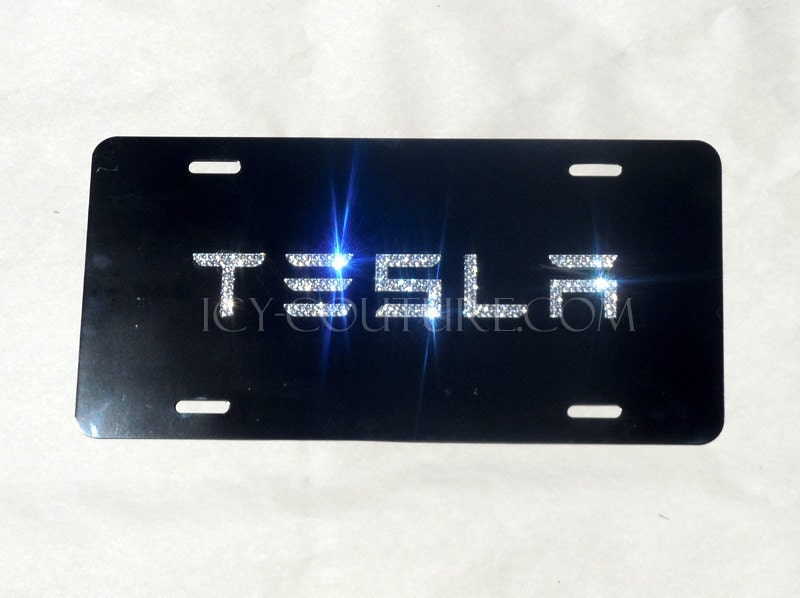 TESLA Custom License PLATE with Swarovski Crystals