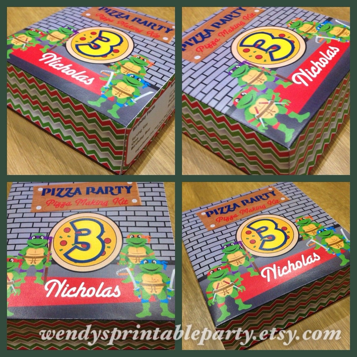 Personalized Printable Pizza Box Party Favor Template