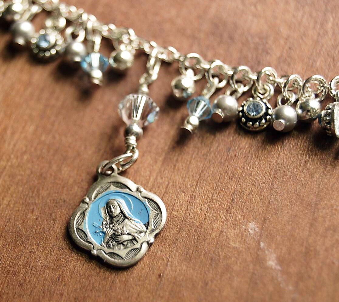 Catholic Jewelry Vintage Saint Therese Medal by FifteenMagpieLane