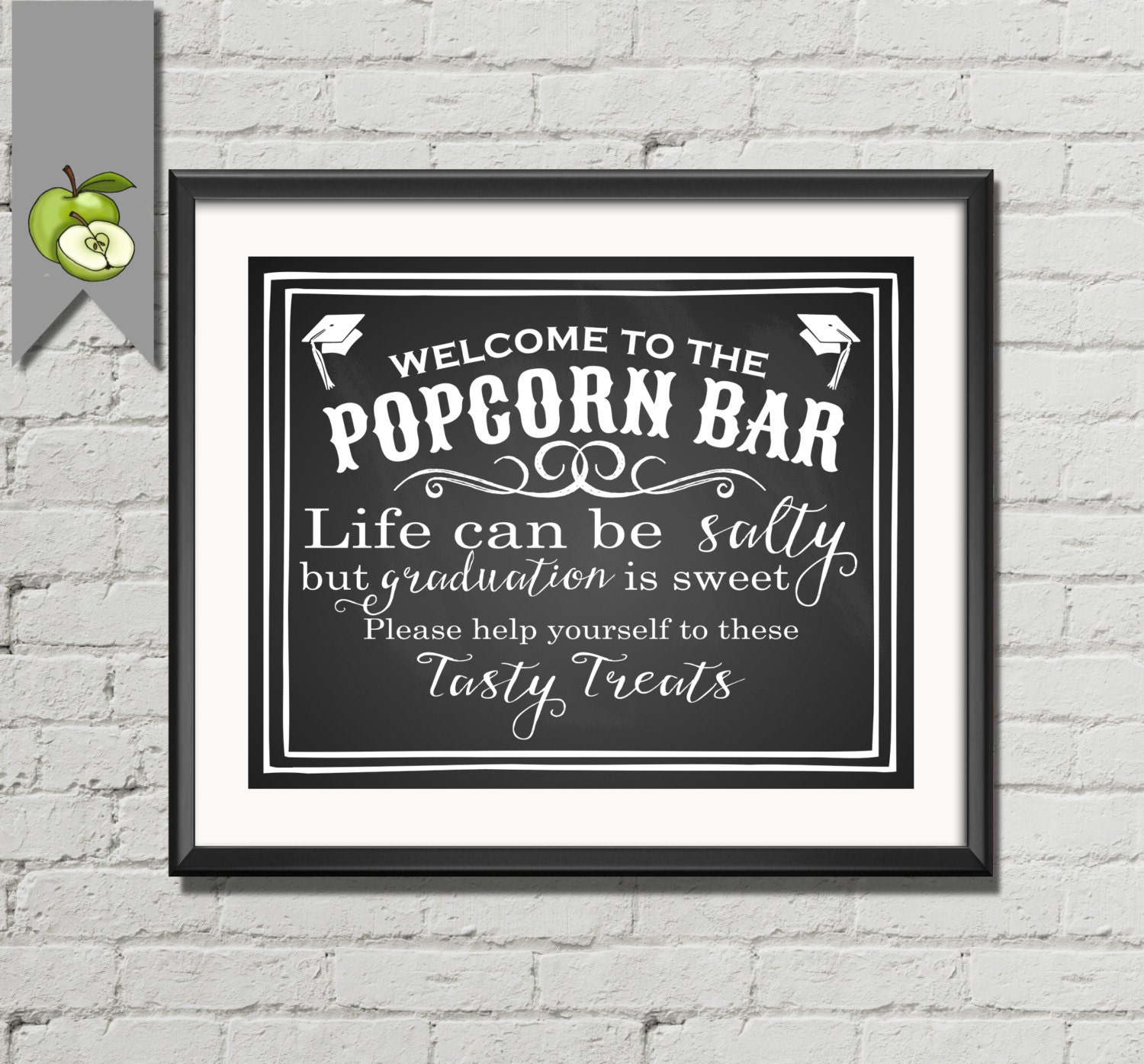 graduation party Popcorn Bar Printable poster Sign vintage