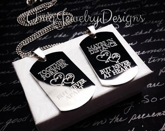 Personalized Couples Medium Dog Tag + Her One His Only + Valentine gift +His and Hers Dog Tag Set + Couples Jewelry Set + His and Her Set