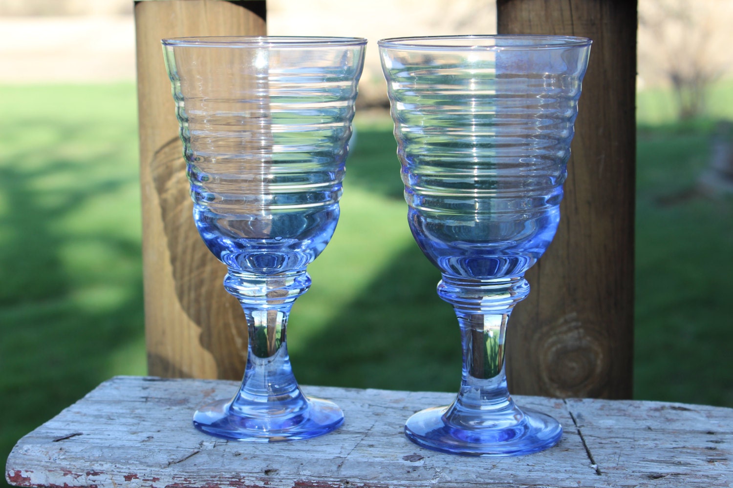 footed water goblets