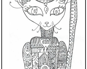 blank adult coloring pages cats coloring pages
