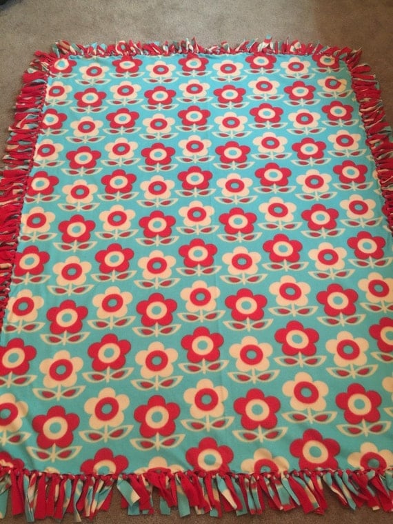 Flower fleece blanket by on Etsy