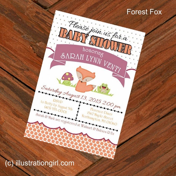 Items Similar To Fox Baby Shower Invitations Personalized With Your Wording Printable Template Fox Baby Shower Invitation Template