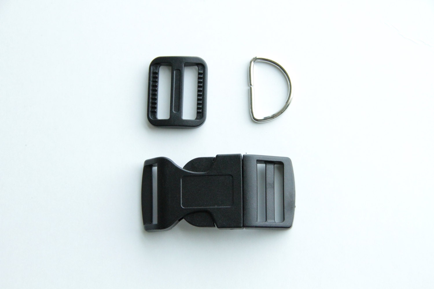 10 Sets 1 inch Pet Collar Hardware Black D Ring Plastic Slide