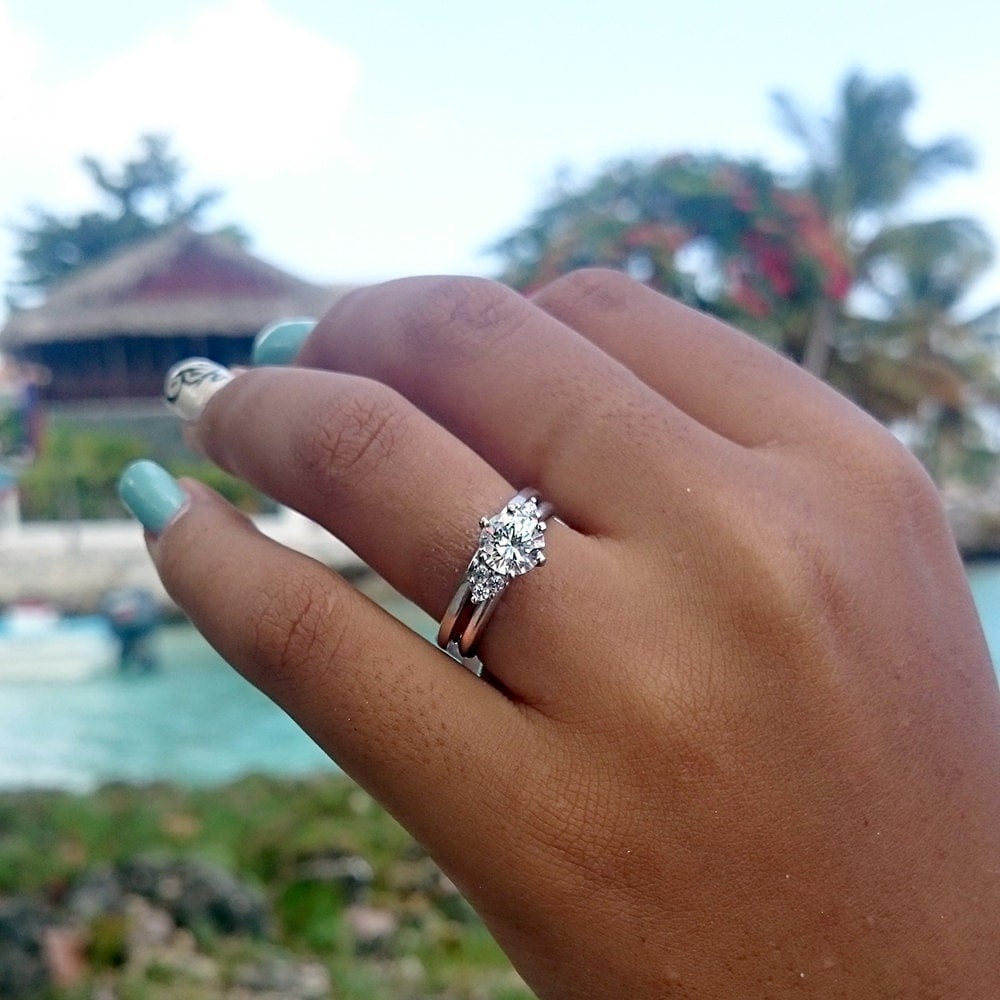 Three Stone Ring Wrap Enhancer Sterling Silver Ring Enhancer