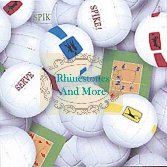 Volleyball cotton fabric by RhinestonesAndMoreTX on Etsy