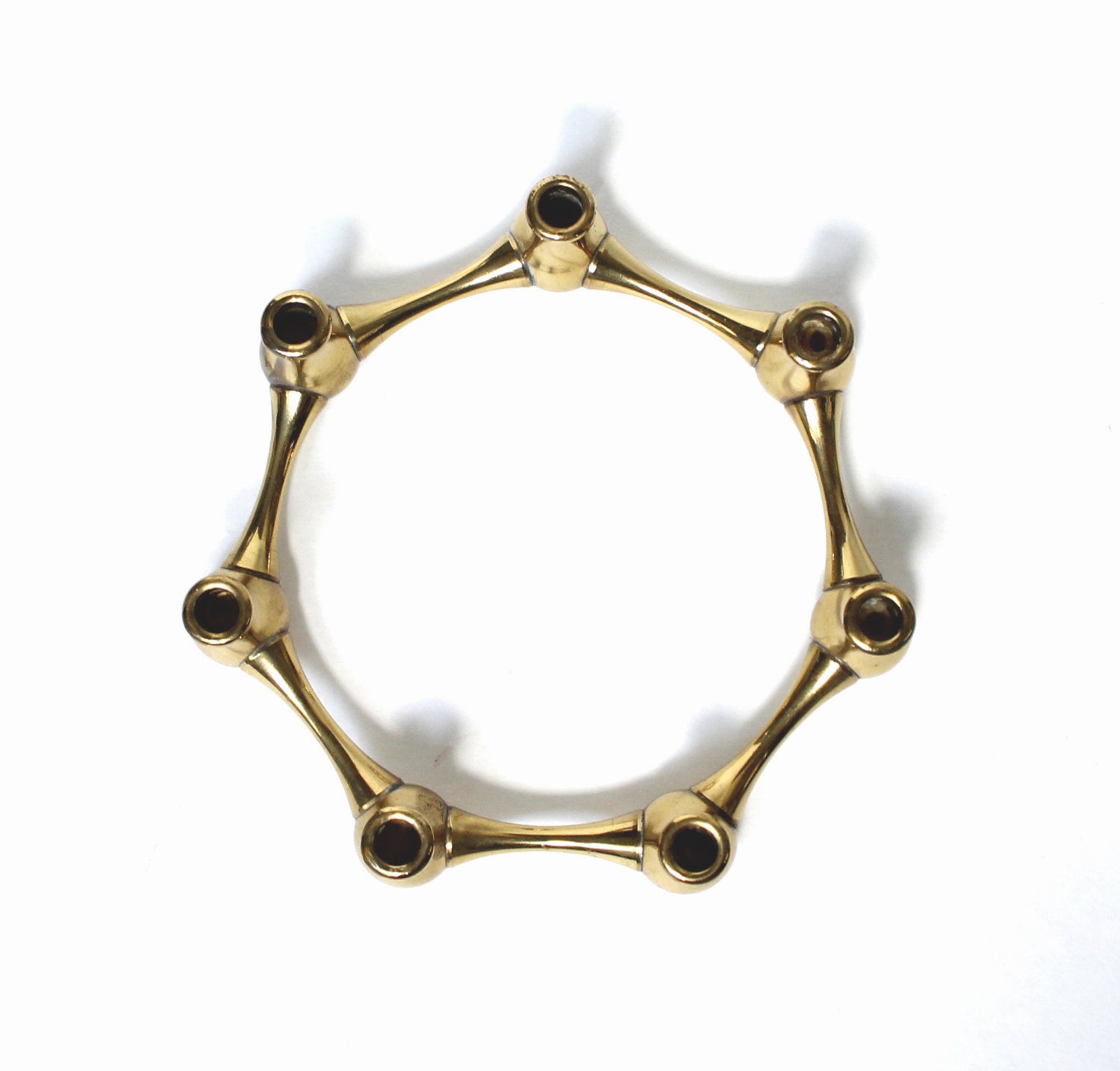 Vintage Brass Candle Holder Ring Mid Century Modern