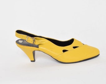 Vintage 80's Yellow Slingback Heels