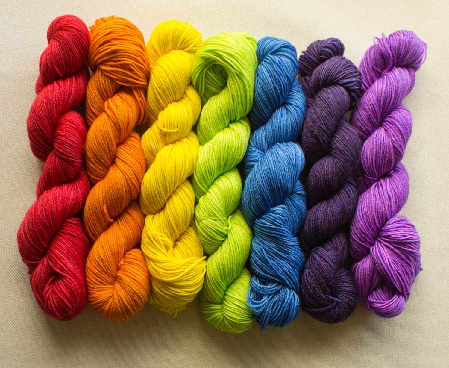 Rainbow Angus Gradient Yarn Set 7 x 50g SW Merino and Nylon