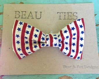 Baby Boy Toddler clip-on bow tie stars stripes Fourth of July