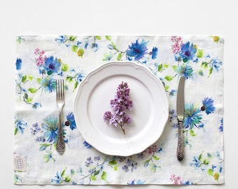 Summer Flowers Stone Washed Linen Placemat