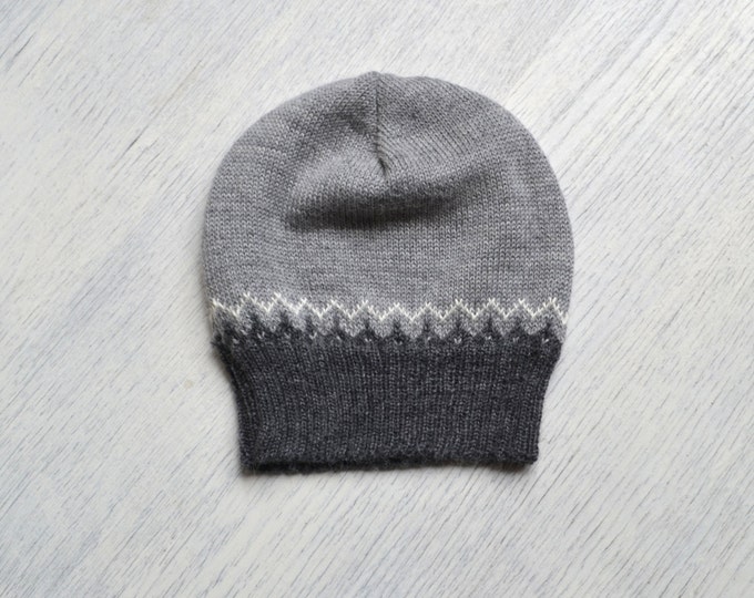 Nordic hat / gray / navy hat / baby children / 6-12 /12-24 / 2-4 years alpaca wool slouchy beanie / knit unisex hat children hat knitted hat