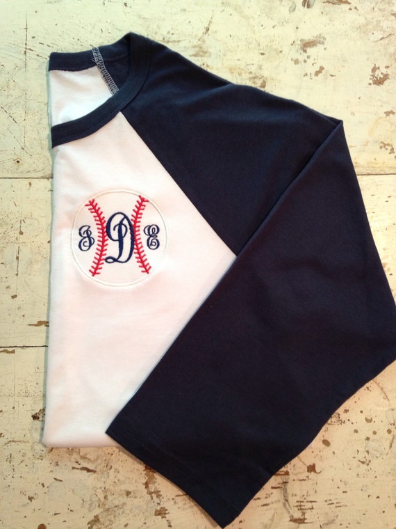 Appliquéd Baseball Raglan Tee Personalized Monogrammed