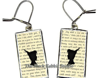 Peter Pan Earrings, Disney Peter Pan Jewelry, Tiffany technique - handmade glass earrings