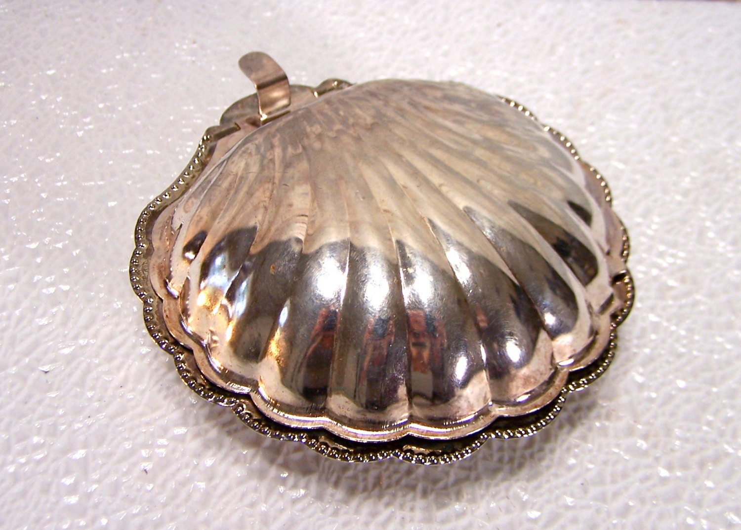 Silver Clam Shell Jewelry Box Metal Dish by SexyTrashVintage