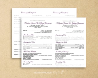 Flat Catholic Program Template | Wedding | Instant Download Digital File