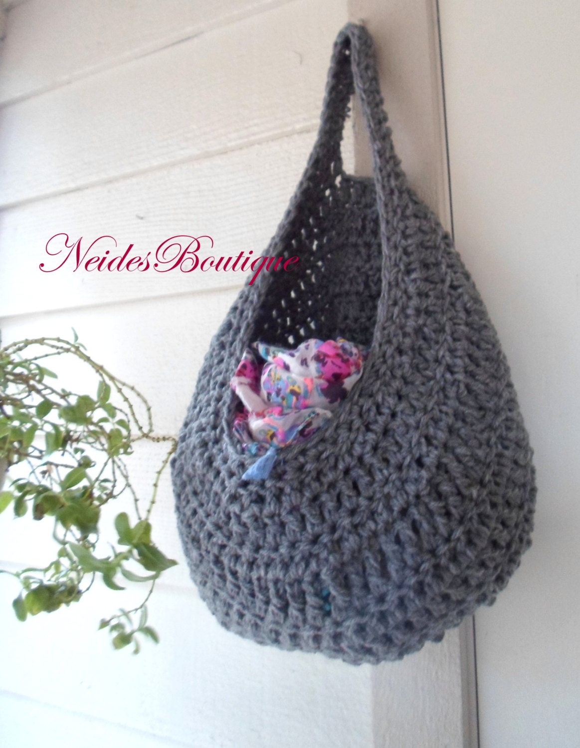 Laundry basket Large Gray crochet bag Laundry bag Vegetable