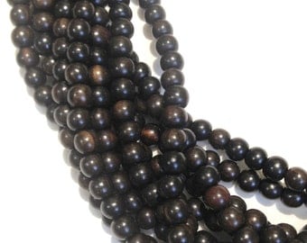 5mm Tiger Ebony Natural Wood Beads 16 inch Strand, 90 Beads Mala Necklaces, Mala Beads