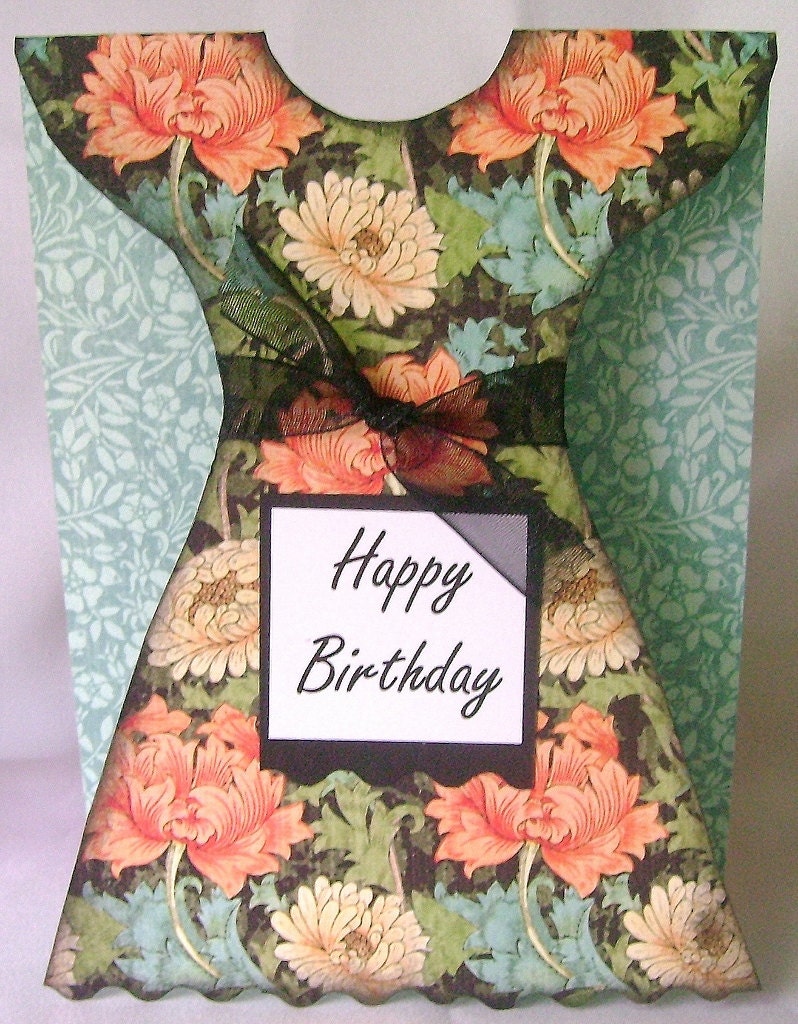 Feminine Happy Birthday Card Female Birthday Card Dress 