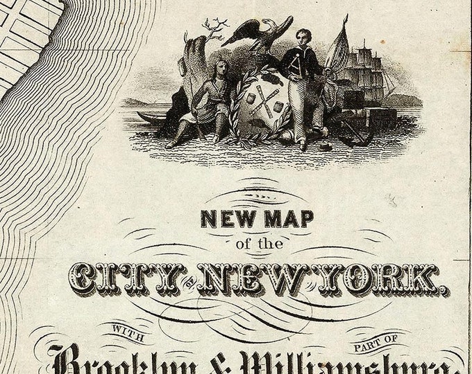 1840 Old Map Of New York City Vintage Manhattan Map Brooklyn Map Historic Map Old Restoration Hardware Style NYC Manhattan Street Wall Map