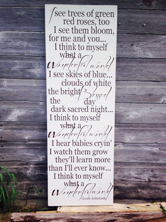 It's a Wonderful World music Lyrics subway art Rustic