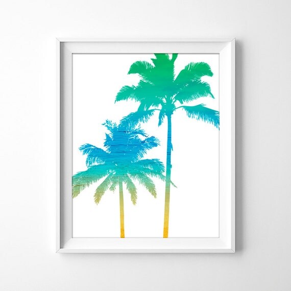 Beach Palm Trees Silhouette Ombre Tropical by LochnessStudio
