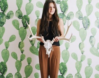 Cactus Mural - Large Wall Mural, Watercolor Mural, Wallpaper