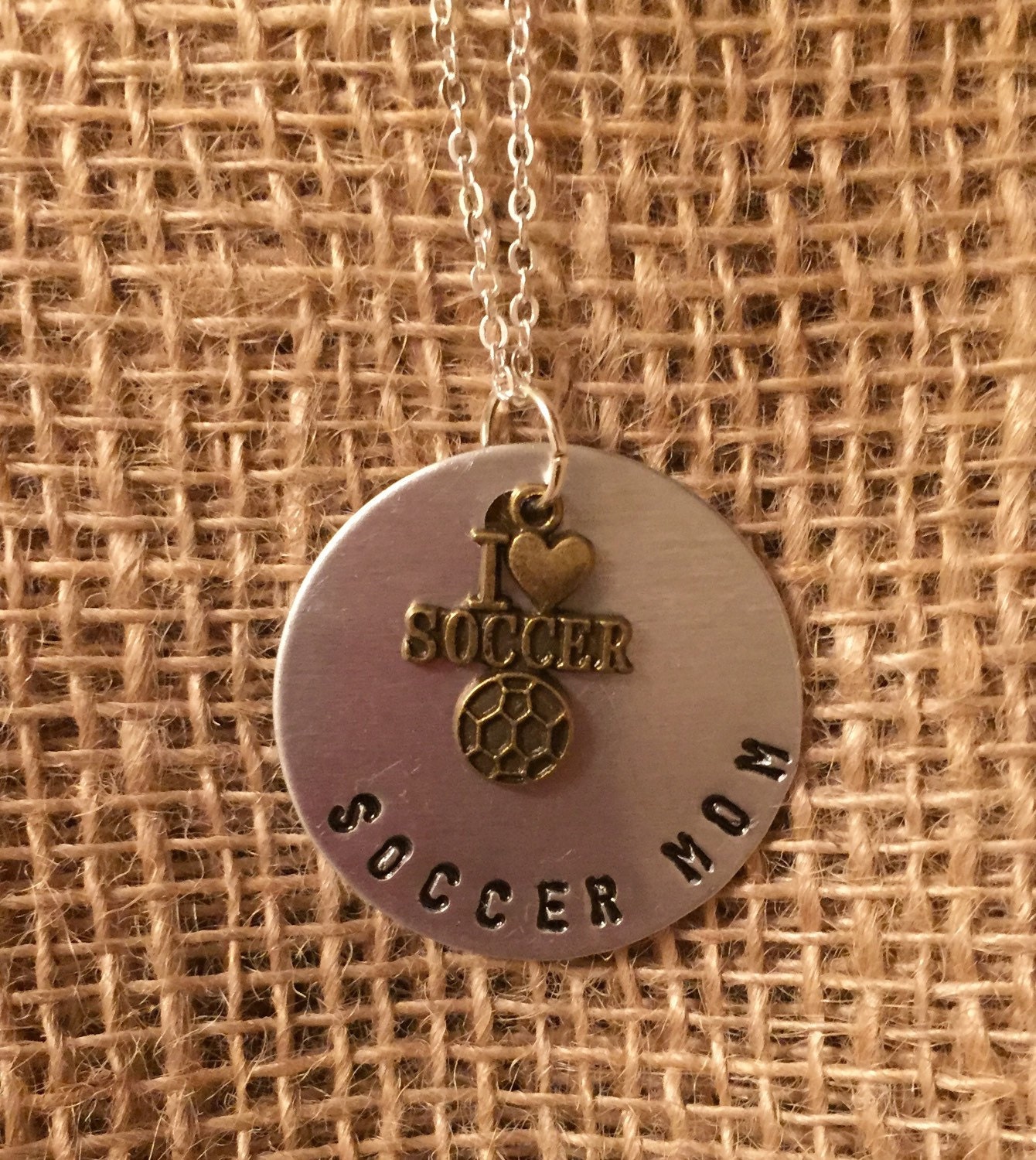Sale...Hand Stamped Soccer Mom Necklace