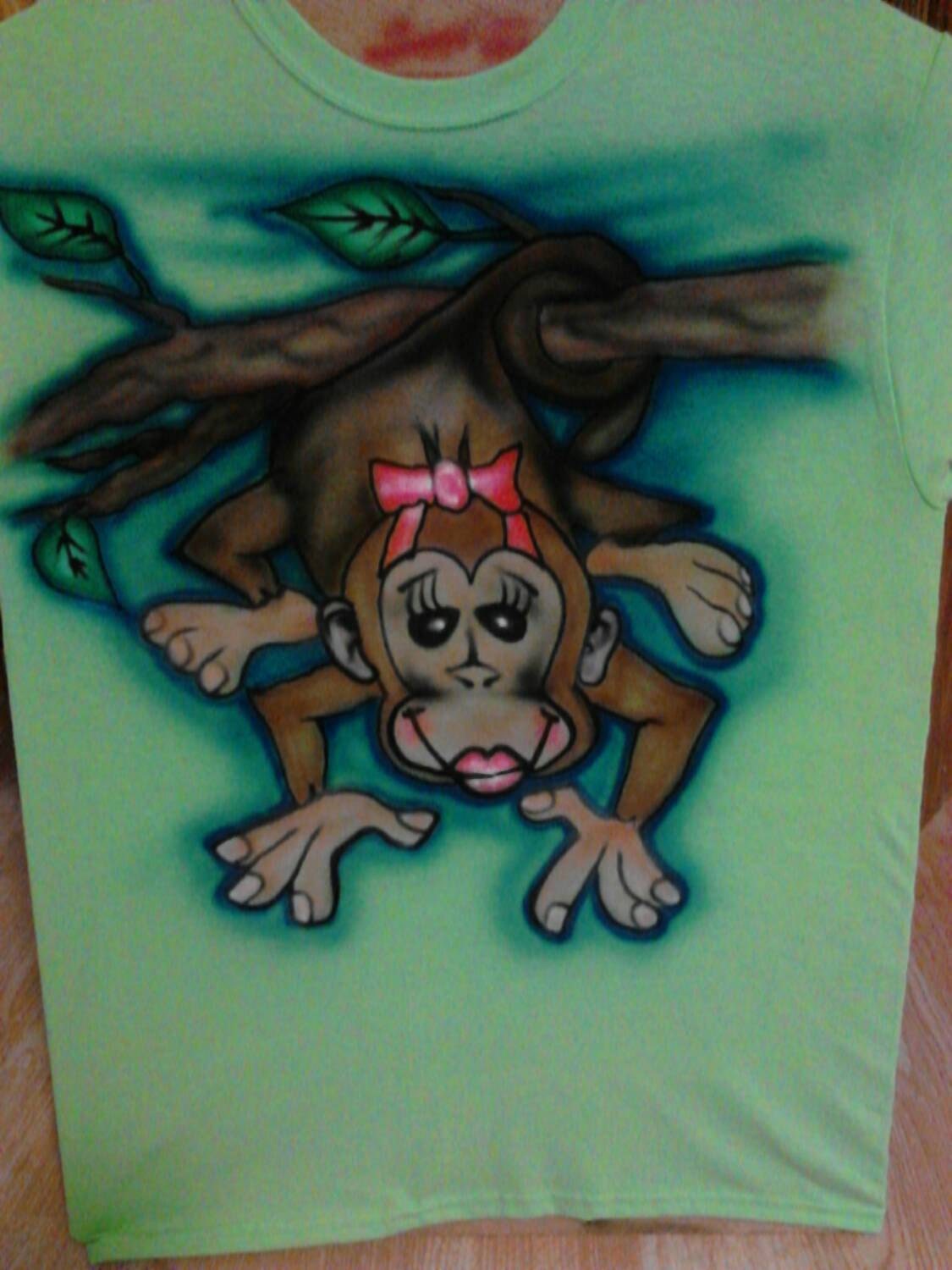 Custom airbrushed monkey tshirt adult or child sizes