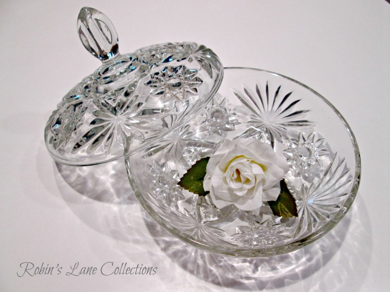 Vintage Diamond Cut Crystal Bowl Candy Dish by RobinsLane on Etsy
