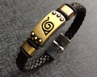 Naruto Hidden Leaf Village emblem bracelet / bangle / cuff / wristband – cosplay prop accessory – jewellery / jewelry
