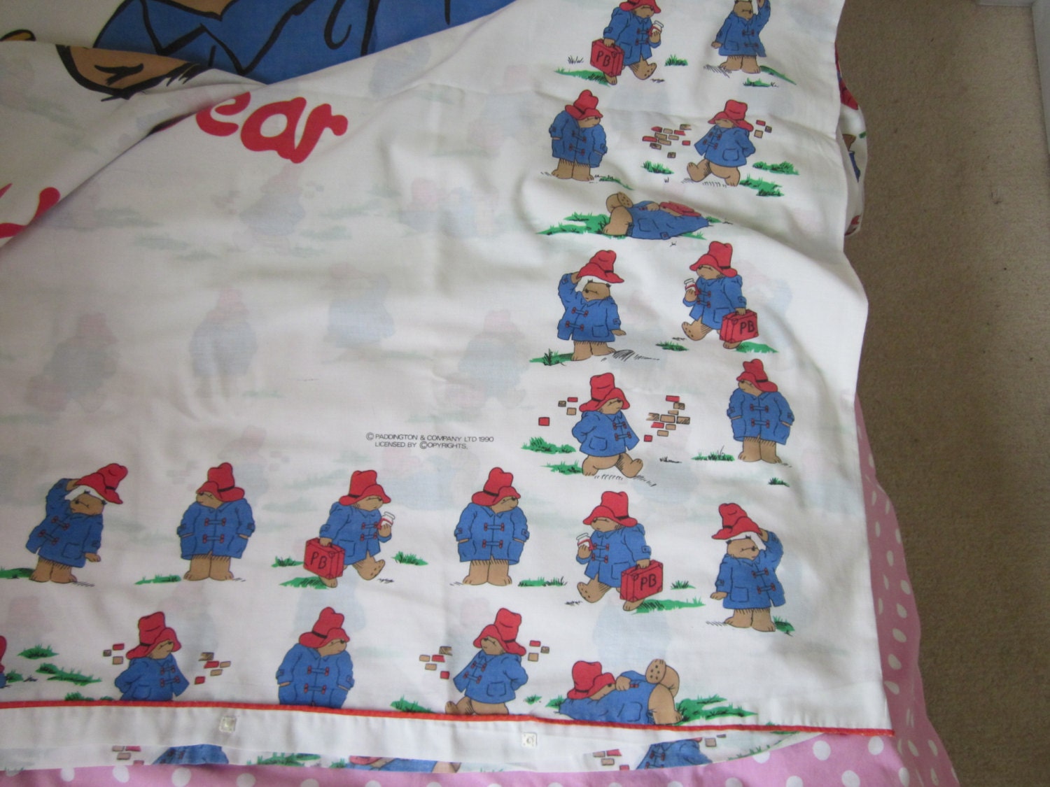 Vintage Single Twin Paddington Bear Duvet Cover Michael Bond.