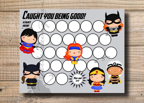 Kids Reward Chart Girl Super Hero Reward Chart Printable