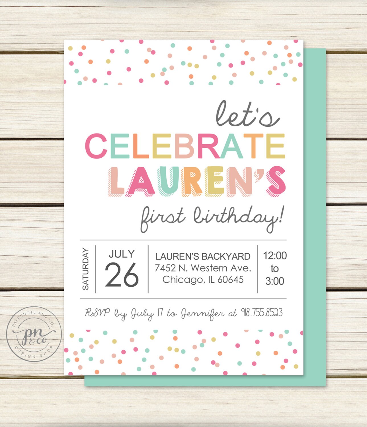 Girl Birthday Invitation // Polka Dot Party // Sprinkles Party