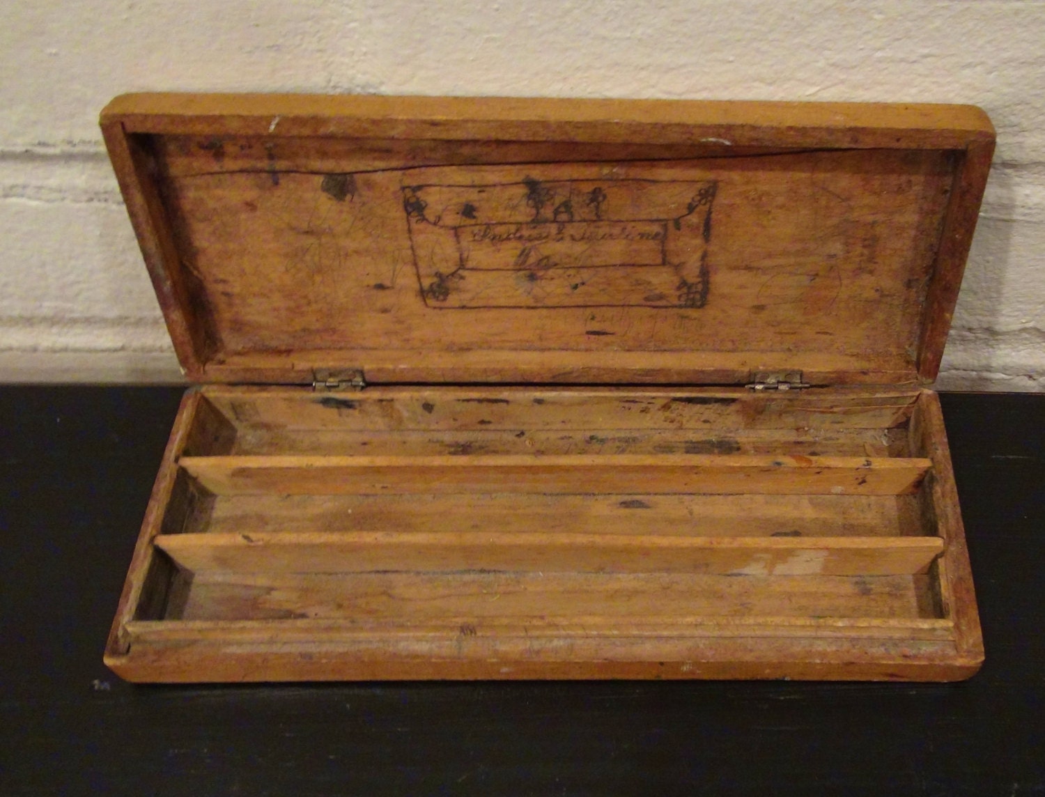 Antique Wooden Pencil Box / 1800's