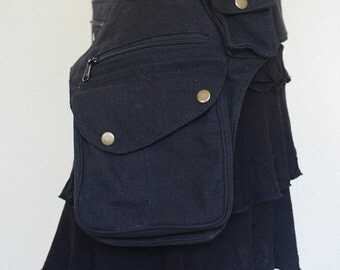 Stella One Sided Cotton Utility Belt, Festival Belt, Pocket Belt, Bum Bag, Hip Bag,Festival Fanny Pack