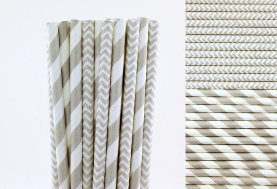 Silver Paper Straw Mix-Silver Straws-Chevron Straws-Striped Straws-Wedding Straws-Party Straws-Mason Jar Straws-Cake Pop Sticks-Paper Straws Il_570xn