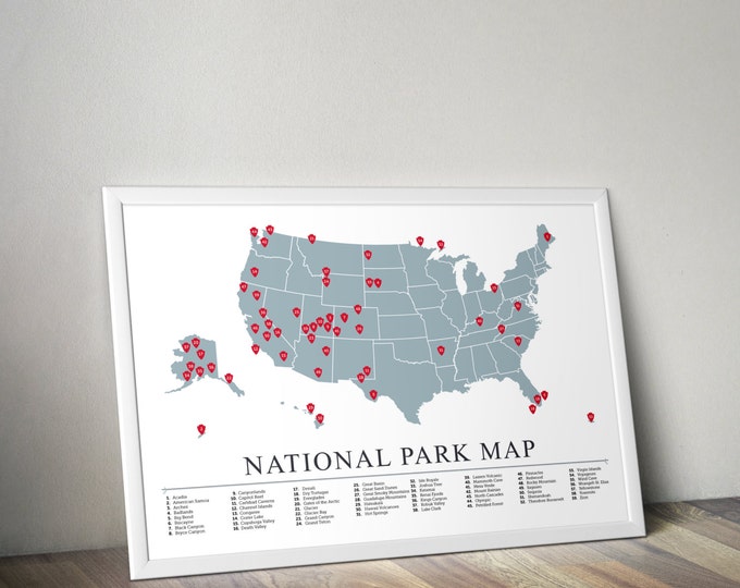 National Park Map, American National Park Print, Outdoors print, Explorer Wall Print