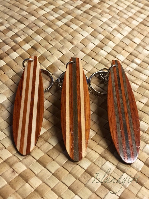 Wood Surfboard Keychain