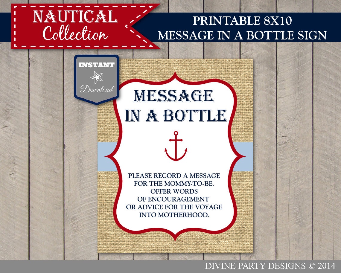 instant download baby shower invitations instant download printable nautical 8x10 message in a bottle instant download baby shower invitations instant download printable nautical 8x10 message in a bottle