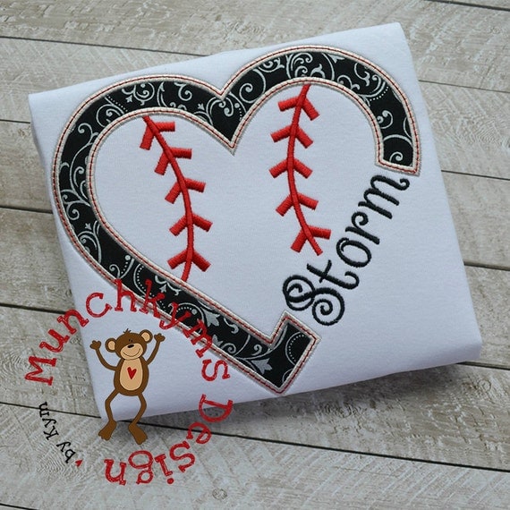 Baseball Heart for Name Applique